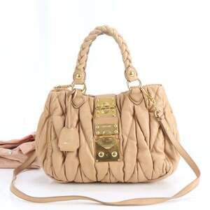 Miu Miu Miu Matelasse Beige Leather Shoulder Bag/Handbag for Women